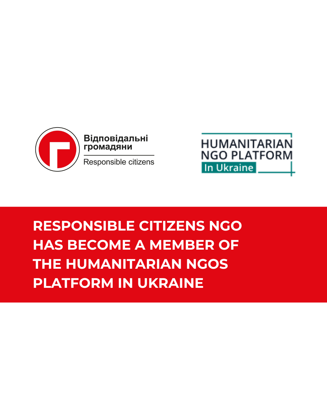 Responsible Citizens NGO has become a member of the Humanitarian NGOs Platform in Ukraine